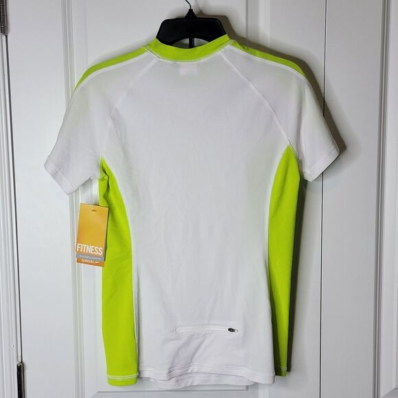 MENS SPEEDO Size Med ATHLETIC White Lime WORKOUT Racer-back TOP Zip Pocket NWT - Picture 2 of 10